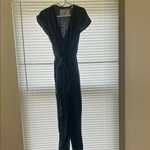 notPERFECTLINEN Navy Jumpsuit with Tie Waist